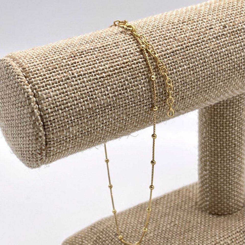 18K Gold Plated Sterling Silver Ball Anklet - 9.5"-11"